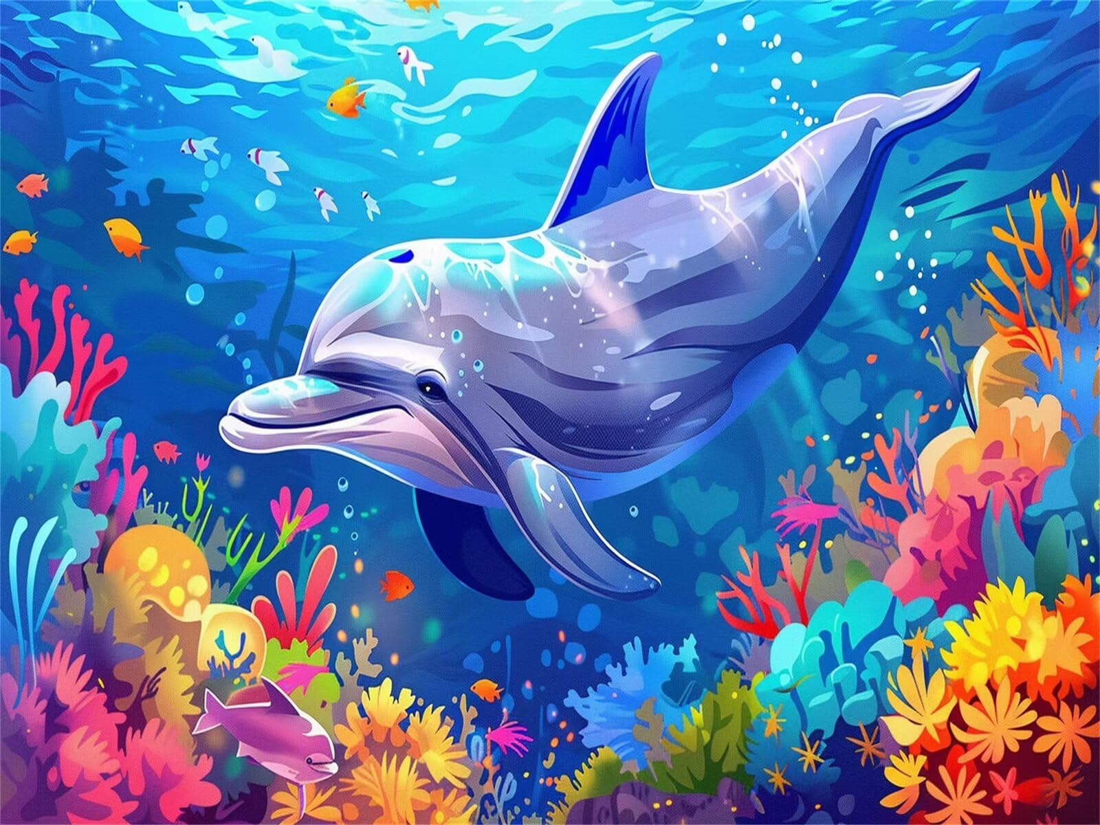 油絵:イルカ Amazon.co.jp: イルカ 数字油絵 数字キット塗り絵 手塗り DIY